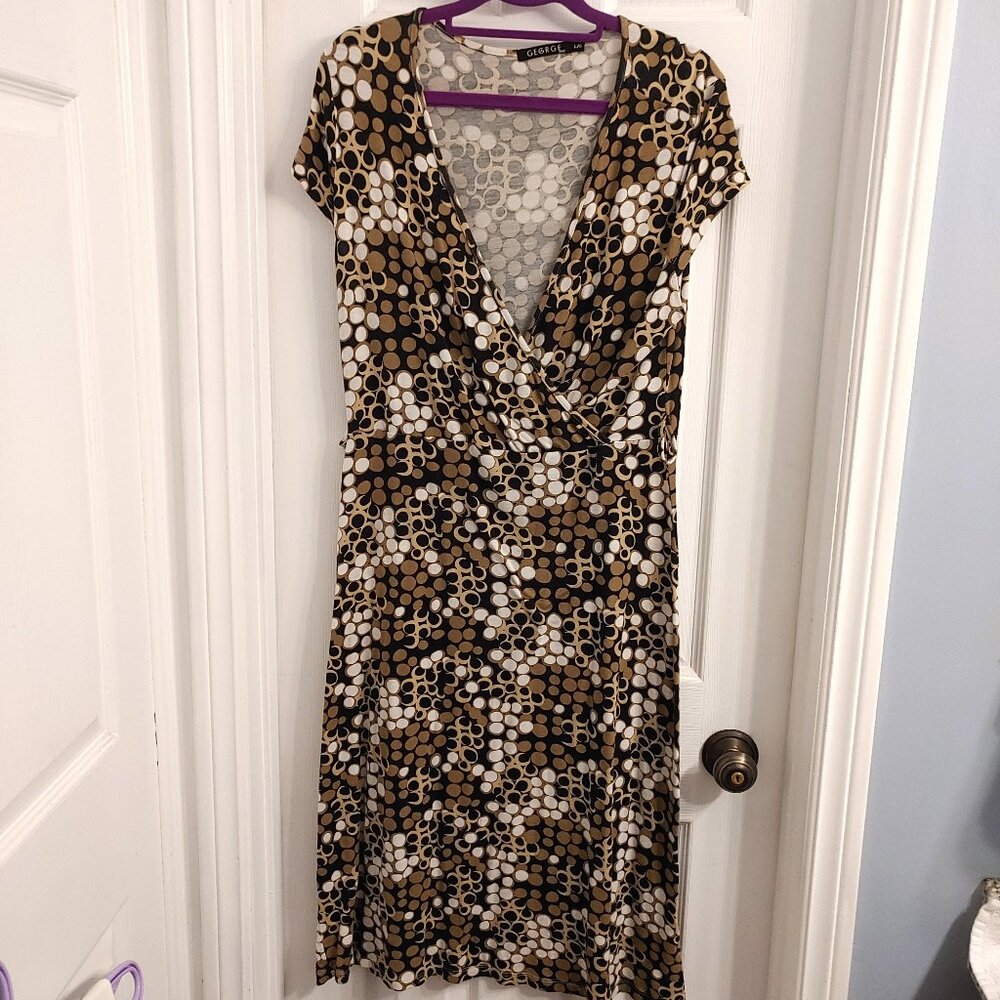 Brown Spot Wrap Dress